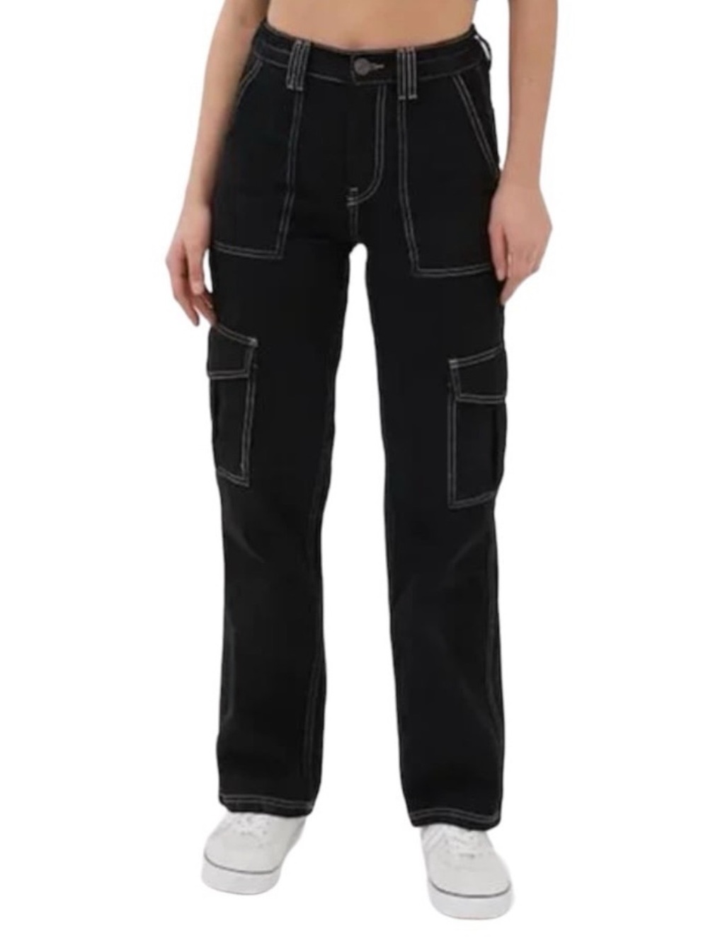 Black Straight Leg Cargo Pants